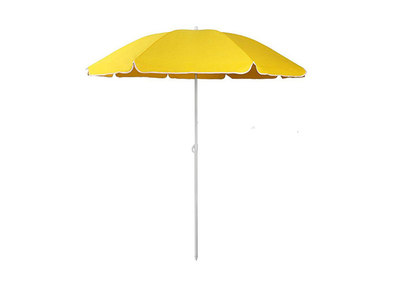 Processus protégeant du vent en acier jaune d'aiguille de parapluie de plage double avec l'aileron