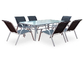 Les tables de salle à manger extérieures en acier de patio en métal moderne de 7 morceaux préside l'ensemble de meubles de jardin