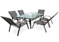 Les tables de salle à manger extérieures en acier de patio en métal moderne de 7 morceaux préside l'ensemble de meubles de jardin